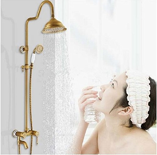 Gowe moderno ottone antico colonna doccia a pioggia rubinetto miscelatore per vasca da bagno con doccia a mano