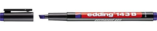 edding 143 B Permanenter Folienschreiber - blau - 1 Stift - Keilspitze 1-3 mm - Stift zum Schreiben auf Glas, Kunststoff, Folien und glatten Oberflächen - schnelltrocknend, wisch- und wasserfest