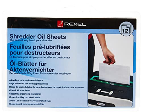 Rexel 2101948 Schmiermittelblätter (für Aktenvernichter) 12 Stück