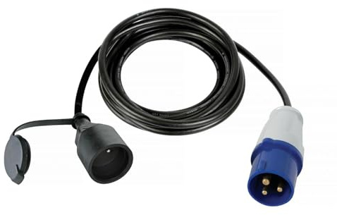Perel Cavo Adattatore H07RN-F 3G2.5 3M 16A/230V 3680W CEE a Tipo F per Interni ed Esterni, Gomma Blu