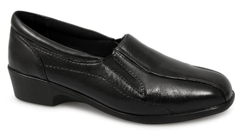 Mod Comfys Loretta Womens Leather Wedge Loafers Black