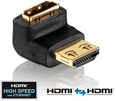 PureLink PureInstall PI040 High Speed HDMI/HDMI-Winkeladapter (HDMI A Stecker auf HDMI A Buchse, Secure Lock System), zertifiziert, 270°