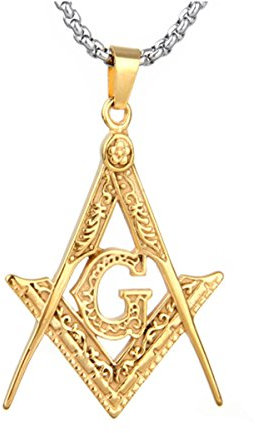 COPAUL Schmuck Herren Edelstahl Freimaurer Symbol'G'Anhänger Kette,Gold