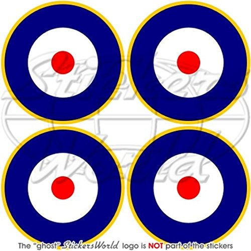 RAF British Royal Airforce Typ A2 Flugzeug-Runde 50 mm Vinyl-Aufkleber, 4 Stück