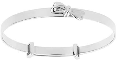 D för diamant barn graverbart 925 sterlingsilver, rodiumpläterad, diamantbåge doparmband, namngravyr för baby pojke, flicka, barn och barn smycken, Sterlingsilver, Diamant