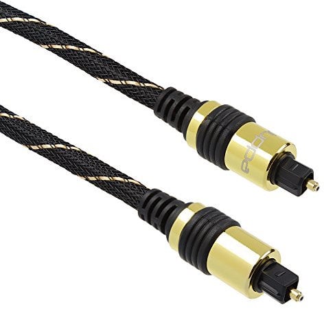 Juppa® Pro-Range Strong Nylon Braided Optical Toslink SPDIF Digital Audio Fibre Cable with 24k Gold Plugs, Supports Dolby TrueHD, DTS 5.1, 7.1 Surround - 10 Metre