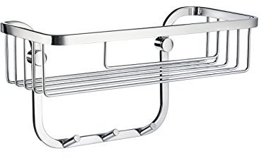 SMEDBO Sideline Dusche Korb mit 3 Haken, Silber, 26.2 x 11.5 x 4.3 cm