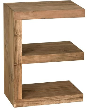 Wohnling Beistelltisch Mumbai Massivholz Akazie E Cube 60 cm hoch Wohnzimmer-Tisch Design braun Landhaus-Stil Couchtisch