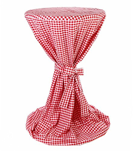 Hans-Textil-Shop Stehtischhusse Karo 1x1 cm Baumwolle - Hussen für Stehtische, Tischhusse, Kariert, Karomuster, Landhaus (Rot, 70-75 cm)