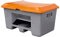 CEMO 10572 GFK-Streugutbehälter mit Entnahmeöffnung und integrierten Staplertasche, grau/orange, 400 L