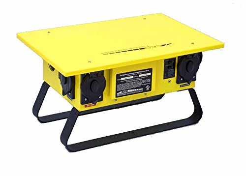 WESTERN 6506GU 6 Outlet Temporary Power Distro Box — Portable 50 Amp Single Phase Twist Lock Distribution Box — Generator Spider Box — Yellow