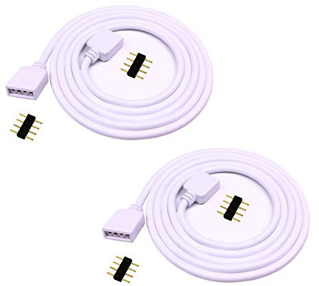 LITAELEK 2pcs 5m RGB LED Streifen Verlängerungskabel 4 polig LED Band Verlängerung Kabel RGB 5050 3528 2835 LED Strip Extension Cord LED Stripe Extension Cable LED Verbinder Anschluss, Weiß
