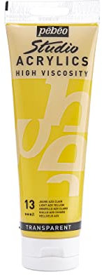 Pébéo - Acrylic Fine Studio Acrylics - Acrylfarbe für Künstler - Farbe für Profis und Anfänger - Leuchtende und pigmentierte Farbe - Gelb Klarer AZO - 250 ml