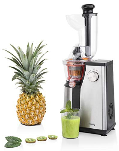 H.Koenig GSX18 Estrattore di succo verticale per frutta e verdura Senza BPA - Slow juicer - Ampia bocca di ingresso - Pressione delicata a 60 giri - Sistema inverso - Motore silenzioso - 400 W