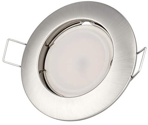 JungesLicht LED Einbaustrahler, inkl. GU10 5W Leuchtmittel, 410Lumen = 40W Lichtleistung, 3000K warmweiß, für Bohrlöcher von 60-68mm, Außendurchmesser 80mm, Einbautiefe 60mm, Aluminium rostfrei