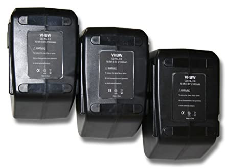 vhbw 3X Batterie Compatible avec Hilti SF100, SF100A, BD2000, SB10, SFB105 Outil électrique (2100 mAh, NiMH, 9,6 V) - Remplacement pour 265605, 315078, 334584, SBP10, SPB105