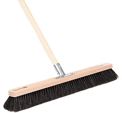 BawiTec Echt-Naturhaar-Besen, Breite 40cm, inkl. stabilem Stiel Länge 140cm, Stiel-Ø28mm, Rosshaarbesen, sehr weiche Borsten (Mischung),Kehrbesen,Saalbesen,Rosshaar,Besenstiel,Holzstiel,Roßhaar