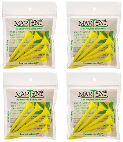 Martini Golf Tees 3 1/10,2 cm 4 Stück gelb – 20 Tees Total – Nahezu unzerbrechlich