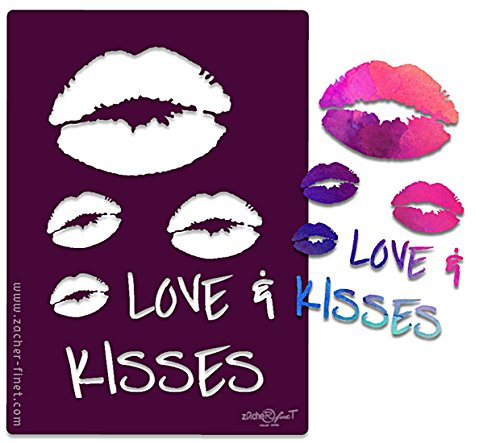 Schablone Lippen Kussmund, Love & Kisses - Textilschablone Musterschablone Wandschablone - Scrapbook Airbrush - WIEDERVERWENDBAR- Liebe Deko - zAcheR-fineT