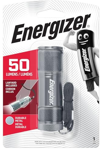 Energizer - Linterna LED de metal, 50 lúmenes, funciona con 3 pilas AAA , linterna metálica para camping o uso de hogar