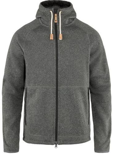 Fjallraven Ovik Fleece Men's Fleece Full-Zip Midlayer Hoody, Dark Grey, Small