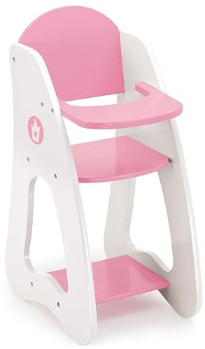 Bayer Design - 50101AA, Puppenhochstuhl Princess World, Puppenmöbel, mit integriertem Esstablett, Klein, Weiß, Rosa, Krone