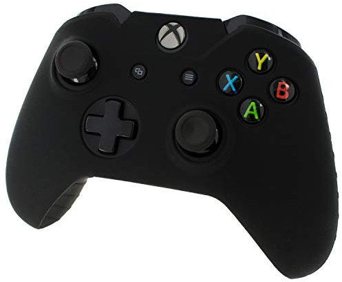 Assecure pro soft silicone skin grip protective cover for Microsoft Xbox One controller rubber bumper case with ribbed handle grip (Black) (xbox_one)