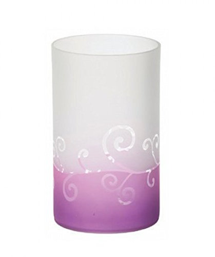 Yankee Candle Purple Scroll Windlicht, Glas, gefrostet lila, 12 x 12 x 20 cm