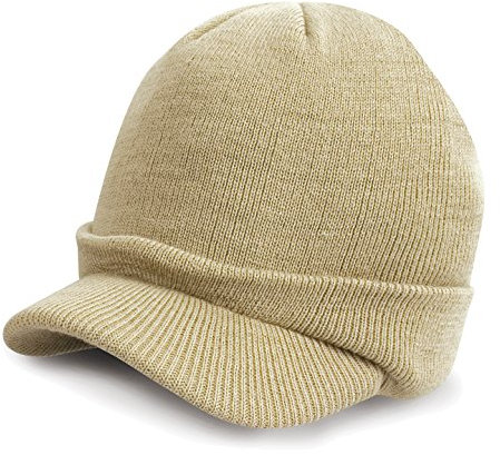 Strickmütze mit Schirm Wollmütze gestrickte Mütze Wintermütze mit Schild Skimütze