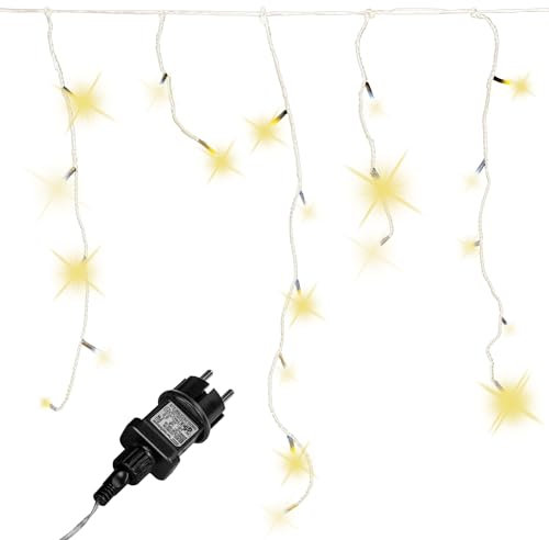VOLTRONIC Eisregen Lichterkette, innen und außen, IP44, Größen- und Farbwahl, 600 LEDs, warmweiß