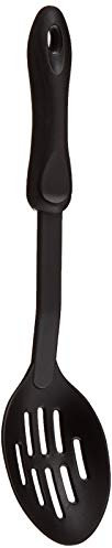KitchenCraft KCNSSS Nylon Slotted Spoon, Non Stick Safe Plastic Kitchen Utensil, 30 cm, Black
