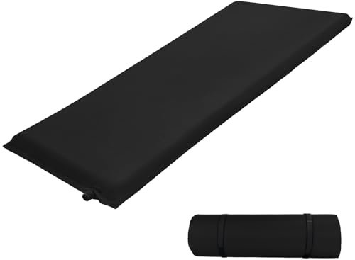 ALPIDEX Isomatte Camping 2.5 cm┃6 cm┃10 cm Dick Schaumstoff Selfinflating Matte Selbstaufblasende Outdoor Thermomatte Robust Isolierend, Farbe:Black, Maße:200 x 66 x 6.0 cm