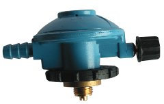 Grifo regulador de gas con cabezal giratorio con presión de salida 28 (gr/cm^2) para botella azul tipo camping