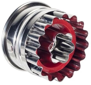 Westmark Linzer Keks-Ausstechform, Plätzchenstecher, Rosette, Mit Auswerfer, Rostfreier Edelstahl/Kunststoff, Weihnachten, Silber/Rot, 35062291