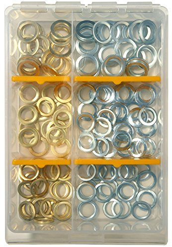 SBS Fitschenringe Sortiment Set | Inhalt 120 Stück | Ø 10mm, 11 mm, 12mm | im praktischem Sortimentskasten | vermessingt verzinkt