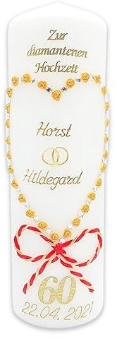 Hochzeitskerze mit Namen & Datum Diamantene Hochzeit 60 DH-11