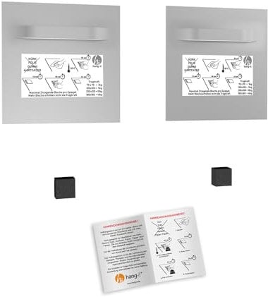 hang-it Spiegel Aufhänger Set inkl. 2 Spiegelaufhänger - 100x100 mm Spiegelhalter und 2 Abstandshalter