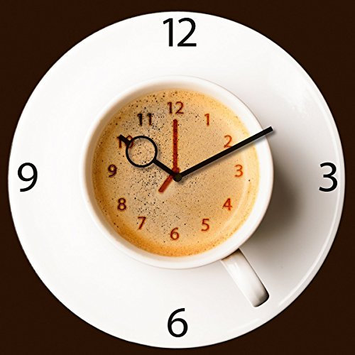 Wanduhr aus Glas für die Küche, It's Coffee Time, Kaffeetasse, braun, 30x30 cm von Eurographics