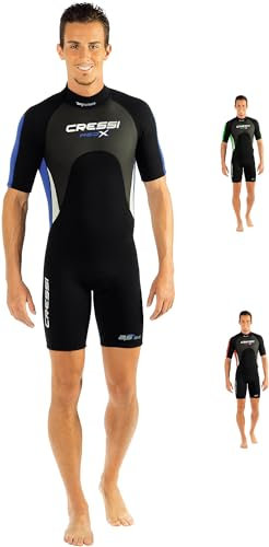 Cressi Med X Men's - Shorty Herren Neoprenanzug Premium Neopren , Schwarz/Blau/Silber , XL/5