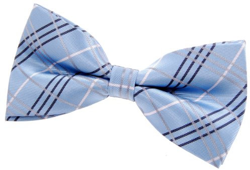 Retreez Herren Gewebte vorgebundene Fliege Tartan Plaid Karo Manier 13 cm - blau
