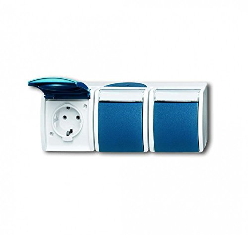 Busch-Jaeger 2300/3 EWN-53 SCHUKO® Steckdose 3-fach (Thermoplast) Grau ocean® (IP 44) 2CKA002084A0704