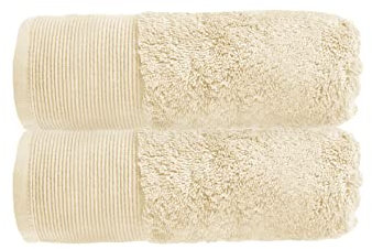 Allure Pack of 2 Bamboo Hand Towels 50 x 90cm – Luxury Super Soft Hypo-Allergenic Plush 550GSM Pair of Hand Towels (Sand)