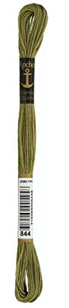 Anchor Sticktwist 4635000-00844 goldoliv Stickgarn, 100% Baumwolle