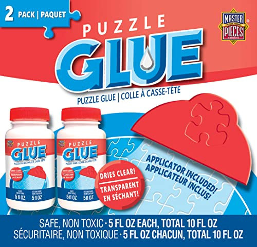 MasterPieces Accessories, Jigsaw Puzzle Glue Bottle & Wide Plastic Spreader, 5 Ounces each, 2 Pack
