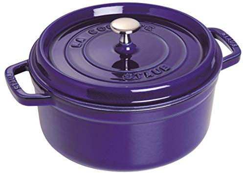 STAUB Gusseisen Bräter/Cocotte, Rund 24 cm, 3,8 L, Aromaregen Funktion für optimale Befeuchtung, Für alle Herdarten inkl. Induktion & Backofen, Dunkelblau