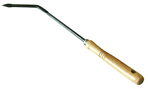 Kamino- Flam Tisonnier Cheminée, Tison de Poêle en Acier, Avec Manche en Bois, Durable et de Haute Qualité, Longueur: env. 50 cm, Marron/ Argenté