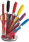 Royalty Line RL-COL8-W, Set di Coltelli de Cucina, con Supporto, Antiaderenti, 8 Pezzi, 5 Coltelli, Forbice y Affilacoltelli, Multicolore