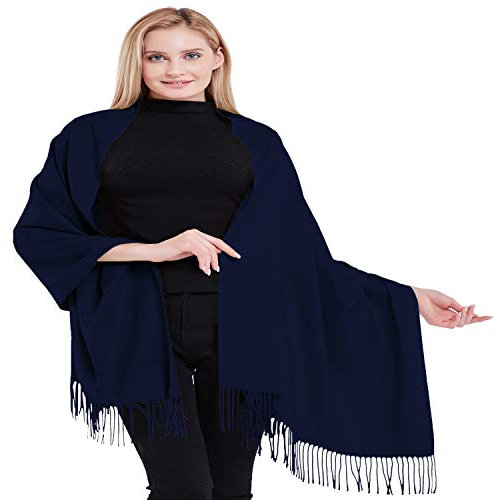 CJ Apparel Marineblau 100% Kaschmir Zweilagige Schals Pashmina Handgemacht in Nepal Schultertuch Schal Umschlagtuch NEU