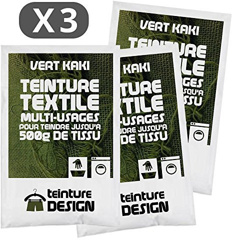 Set de 3 bolsas de tinte textil – Caqui – universal para ropa y telas naturales