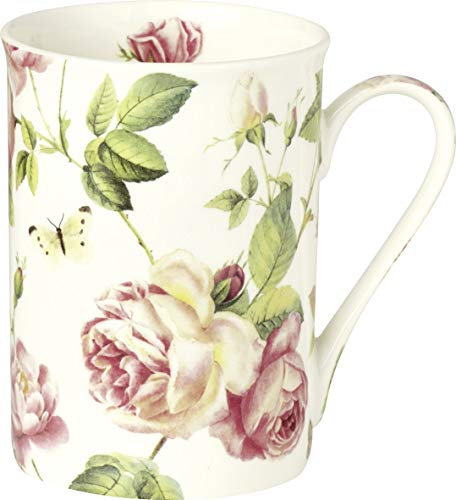Bone China Becher Kaffee oder Teebecher Rambling Rose Cream